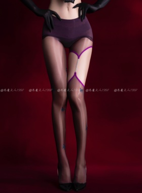 恶魔大人情趣性感蝴蝶钻链吊带美腿袜无缝油亮黑丝缕空诱惑连裤袜