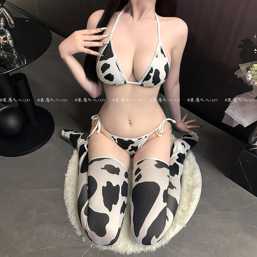 情趣三点式cos奶牛内衣性感套装