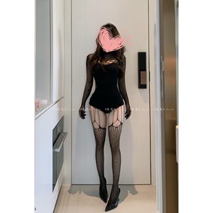 恶魔大人****性感黑丝渔网袜火辣镂空打底吊带长筒袜大腿美腿袜子