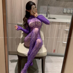 、恶魔大人性感紫色豹纹透视连体网衣情趣qqny连身袜纯欲诱惑制服
