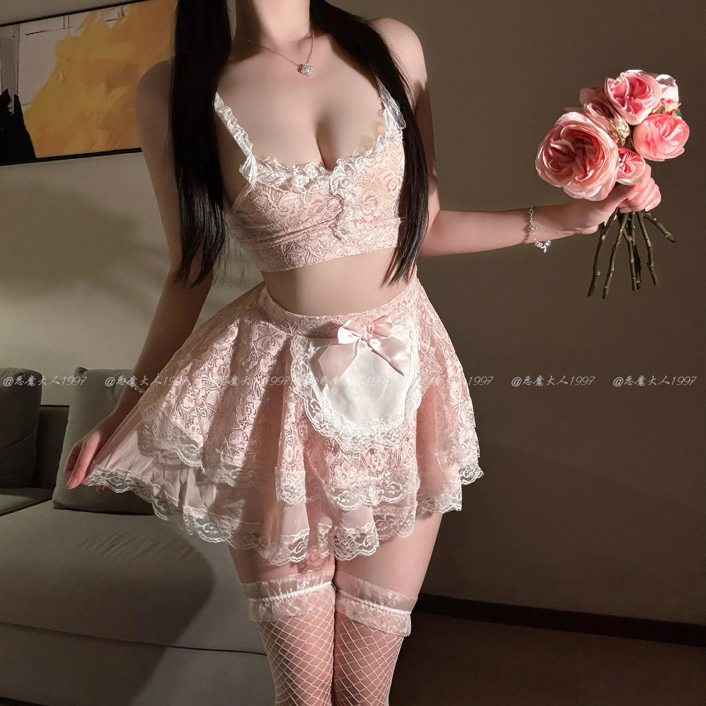 恶魔大人情趣性感分体吊带小女佣制服内衣诱惑COS洛丽塔短裙套装