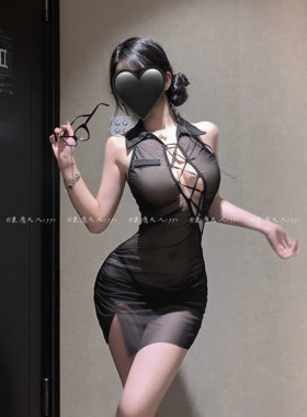 情趣性感绑带透视秘书包臀裙制服