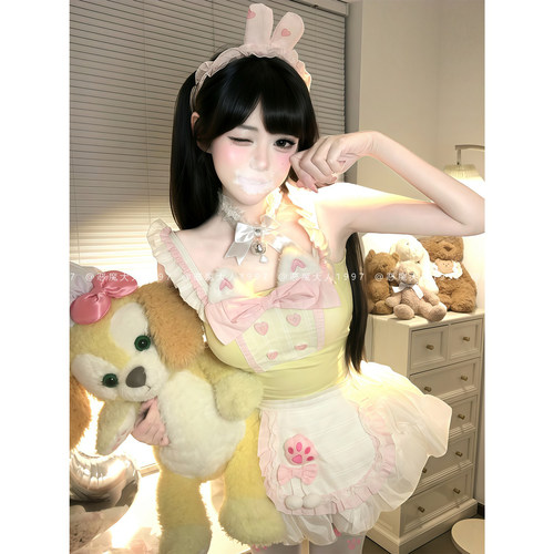 甜厨女佣胸垫甜美可爱短裙连衣裙