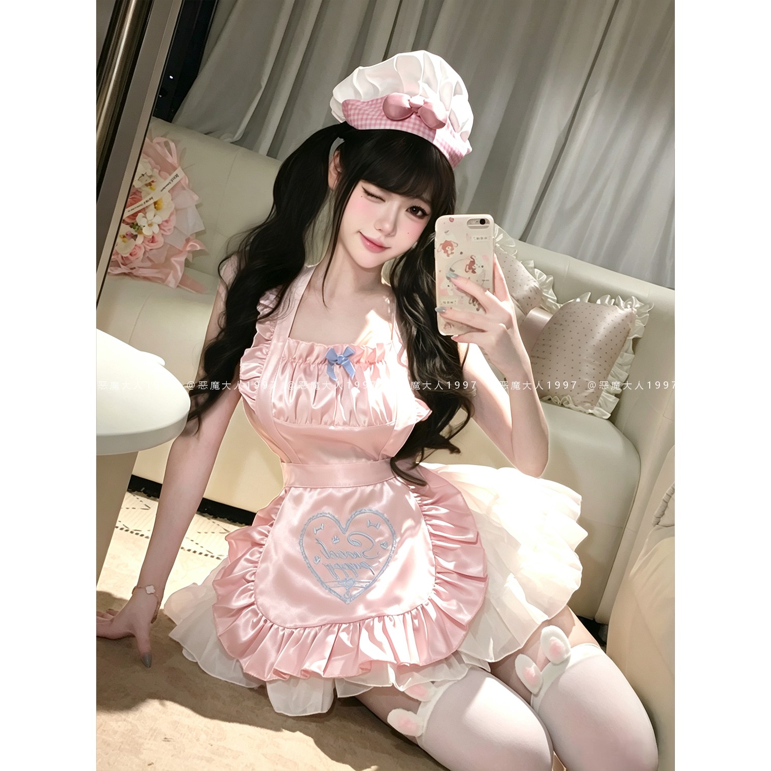 恶魔大人云朵小厨娘纯欲甜美女仆cos刺绣围裙约会情趣睡裙内衣女