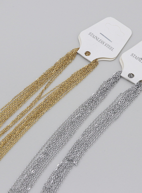 简约时尚不锈钢锤十字链项链扁O字链素链锁骨链颈链钛钢项链配饰