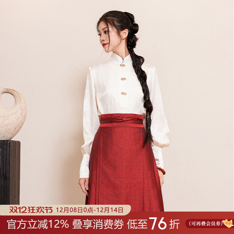 听旬嘉姻春夏季新品汉服女改良原创国风立领衬衫日常通勤长袖上衣