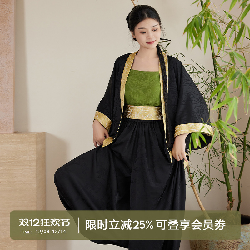 听旬汉服宋制短衫通勤改良灯笼裤