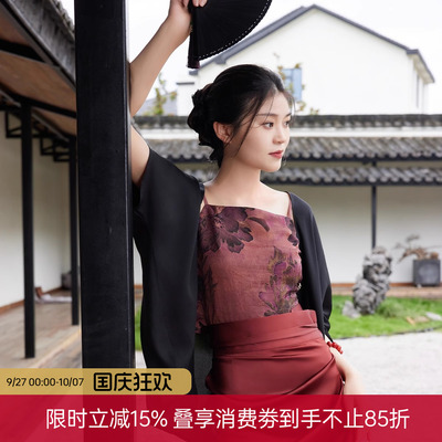 听旬汉服香云纱吊带宋制改良旋裙
