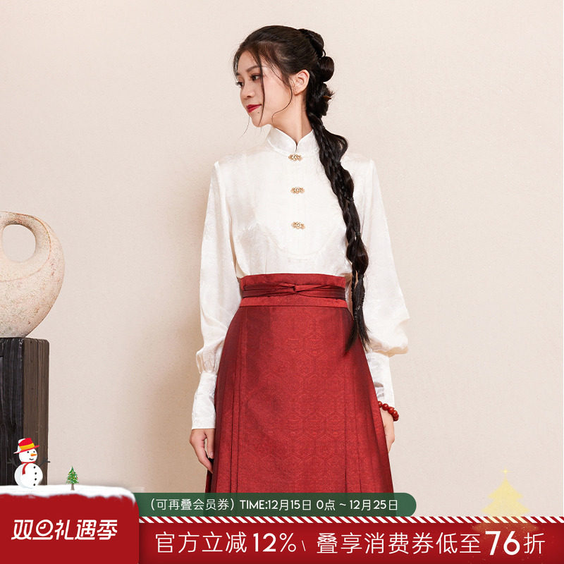 听旬嘉姻春夏季新品汉服女改良原创国风立领衬衫日常通勤长袖上衣