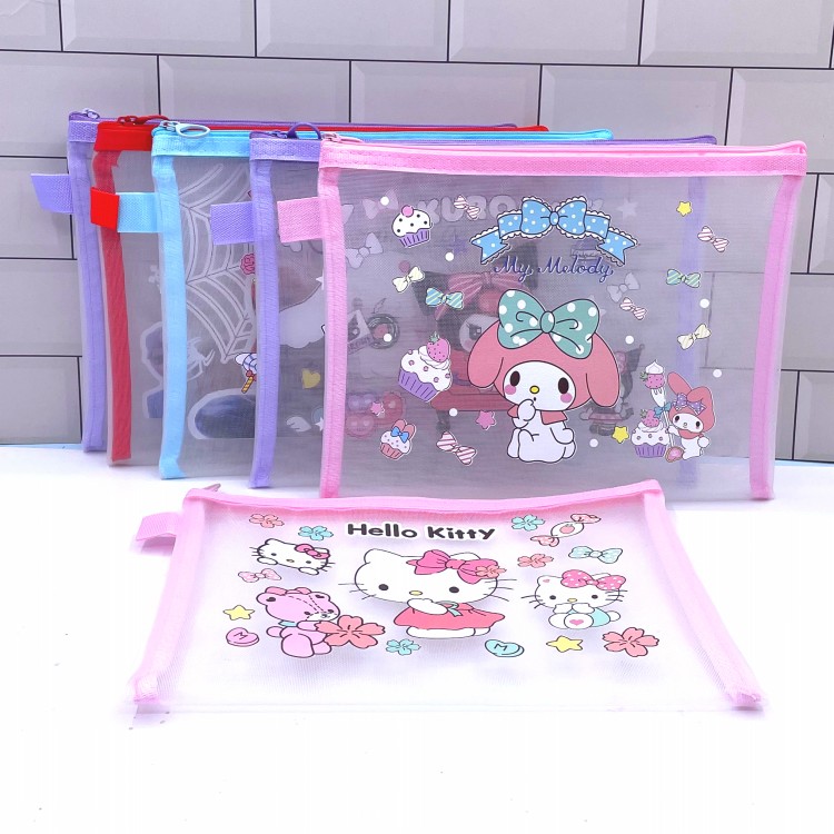 库洛米小学生网纱A5文件袋透明卡通玉桂狗文具拉链袋可爱收纳袋