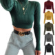 Jummers Short Lady Ribbed Knitted Pullovers Solid Sweaters