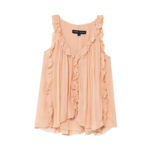 法式荷叶边V领吊带背心女 Women's ruffled V-neck camisole vest