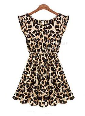 Leopard print waistband shirt skirt women 豹纹印花收腰衬衫裙