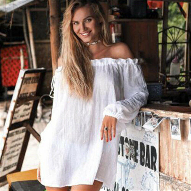 solid white yellow cover-ups bathing suit beach tunic dress