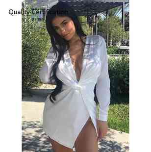 Dress Plunge Long Party Knot Mini Sleeve Wrap Cocktail