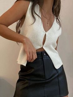 Summer New Sleeveless Spicy Girl Knitted Top Cardigan 针织衣