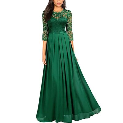 Round necked lace long dress evening dress圆领蕾丝长裙晚礼服