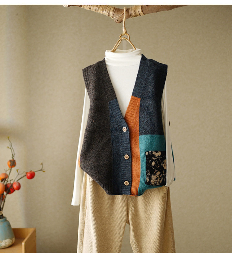 Single breasted sleeveless loose vest 单排扣无袖宽松毛衣马甲