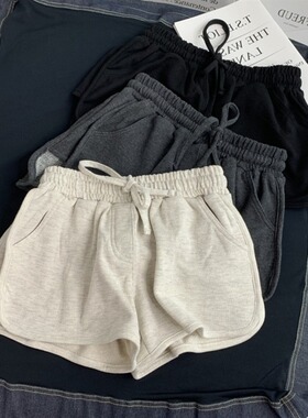 Drawstring Elastic Waist Wide Leg Shorts抽绳松紧腰阔腿短裤女