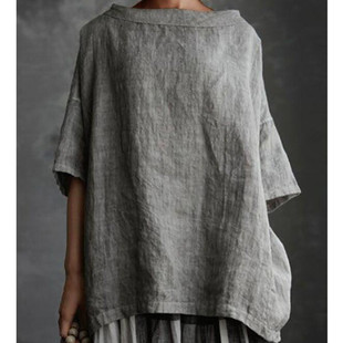 Loose Women 圆领纯色宽松女式 Neck T恤 Shirt Solid Crew