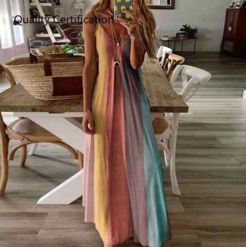 Printed Halter Dress Sleeveless Plus Size V-neck Maxi Dress