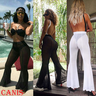 Sexy Through for See Pant Swimwear Beach Sheer Women Pants
