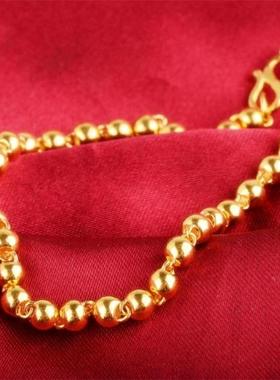 越南沙金光面佛珠手链