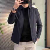 简约净版 高端防风防水面料男士 翻领拉链行政休闲夹克外套 新款 春季