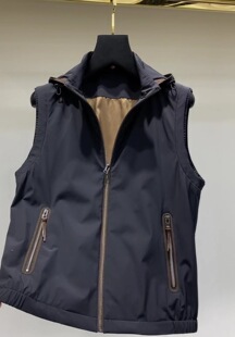 修身 背心坎肩高端弹力面料青年男士 百搭可脱卸帽马甲外套 新款 秋季