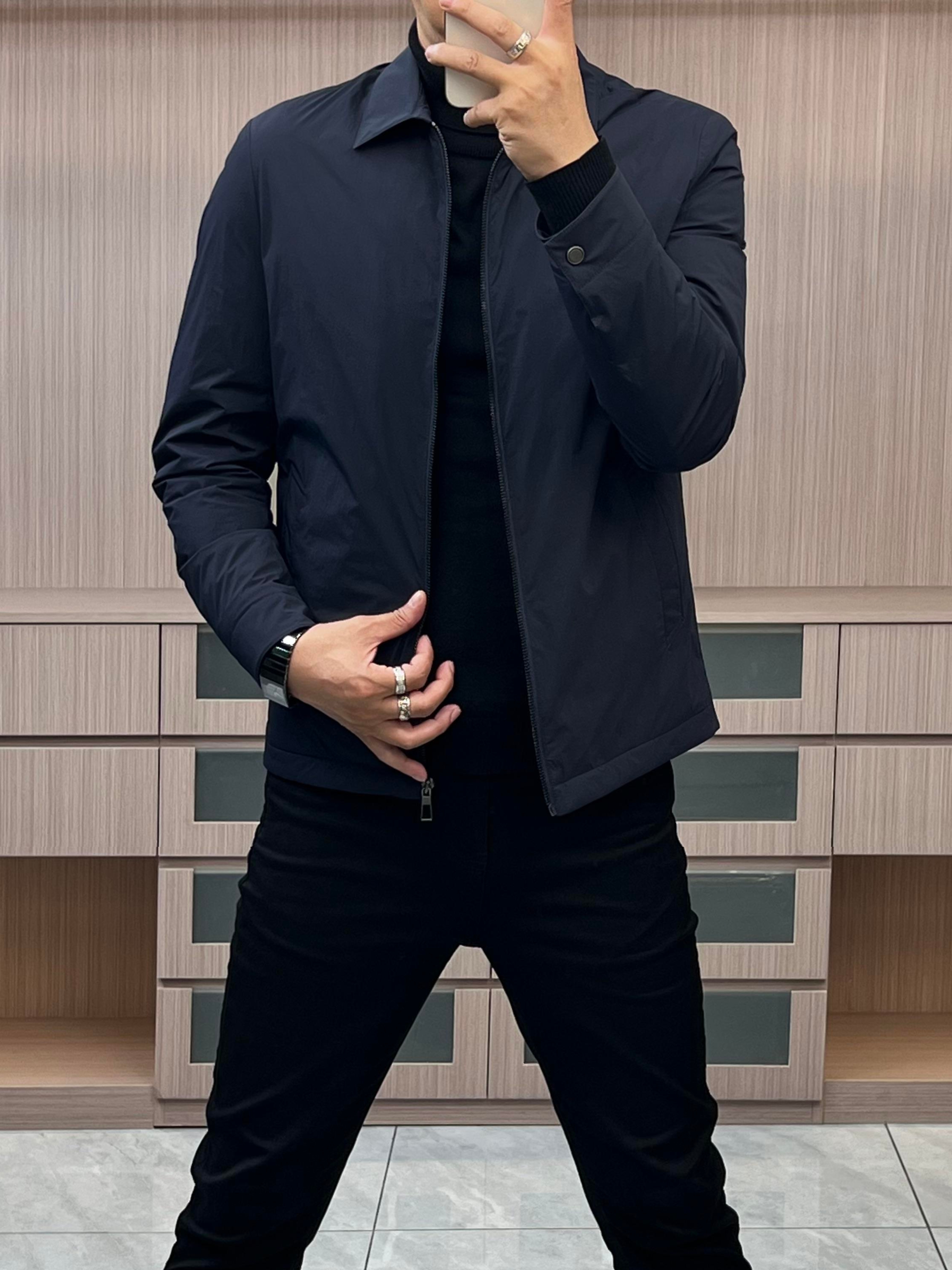 冬季行政夹克外套防风保暖男士修身百搭商务休闲翻领白鹅绒羽绒服