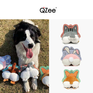 QZee PETSVILLE宠物狗狗玩具毛绒发声耐咬磨牙小中大型犬柯基屁股