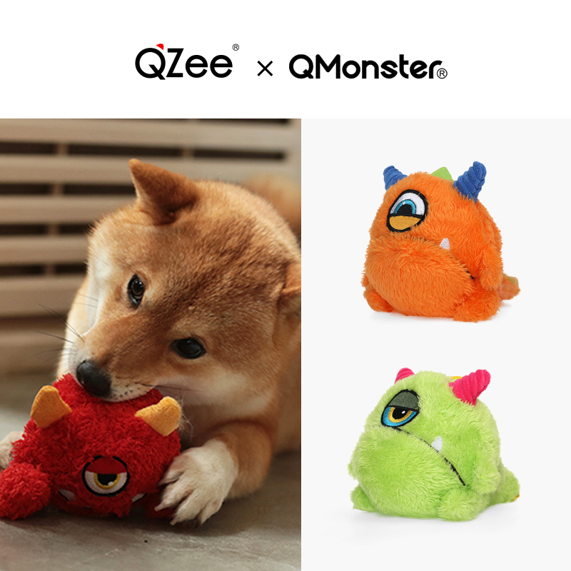 QZee狗狗玩具Qmonster耐咬磨牙发声毛绒球Q宝龙蛋解闷 小中大型犬 宠物/宠物食品及用品 发声玩具 原图主图