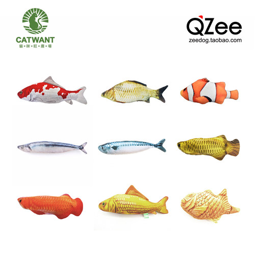 QZee猫咪玩具猫薄荷啃咬木天蓼鱼
