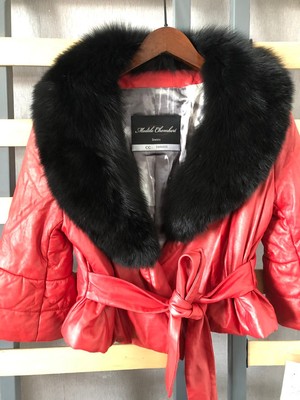 超大狐狸毛领可拆冬女绵羊皮真皮羽绒服短款皮衣红色皮草外套特价
