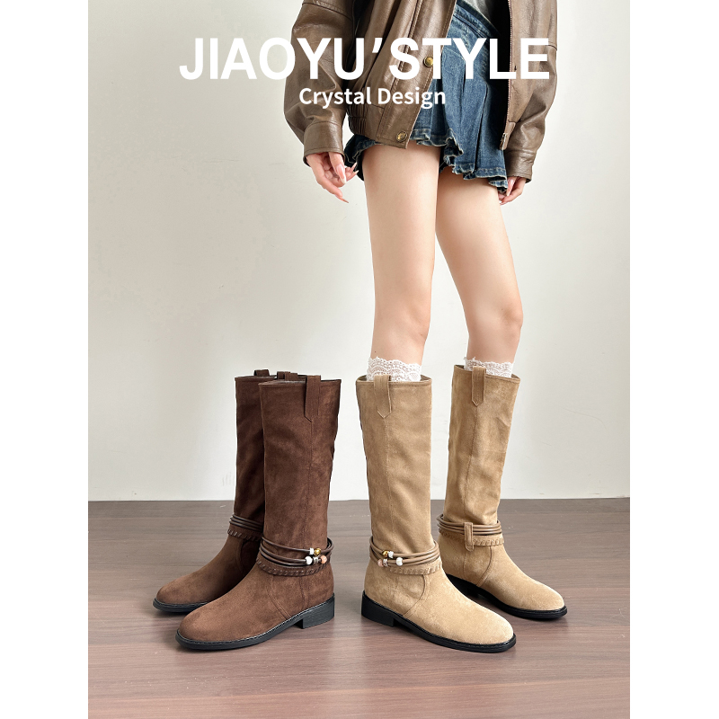 现货！！【免费试穿】牛皮长靴