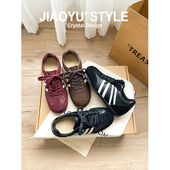 真皮 运动阿甘鞋 骄屿5CM内增高复古德训鞋 秋冬美拉德加绒休闲板鞋