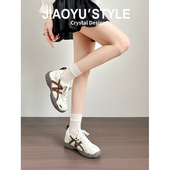 真皮 蓝色厚底系带运动休闲阿甘鞋 骄屿内增高德训鞋 2025秋冬新款