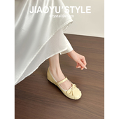 真皮 气质浅口蝴蝶结通勤单鞋 骄屿内增高芭蕾玛丽珍鞋 2026春新款