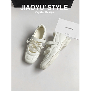 真皮~骄屿芭蕾运动玛丽珍女2025新款内增高魔术贴德训鞋休闲单鞋