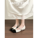 小香风菱格拼色通勤单鞋 女春新款 骄屿山茶花内增高玛丽珍鞋 真皮