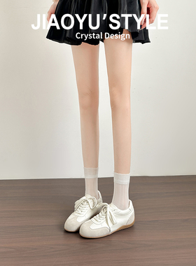 真皮~骄屿复古拼色芭蕾德训鞋2025新款厚底运动鞋阿甘休闲鞋板鞋