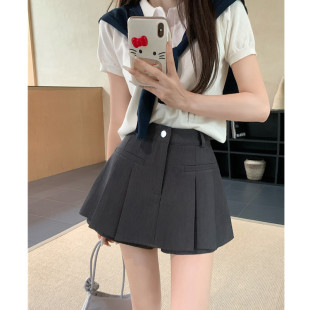 百褶半身女裙胖mm显瘦百搭小个子a字短裙裤 高腰西装 2025新款 夏季