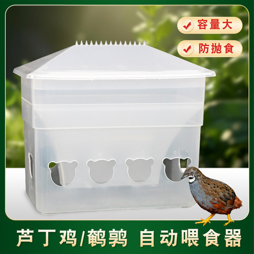 芦丁鸡喂食器食槽鹌鹑雏鸡自动饮水器喝水壶鹦鹉食盒饲料盒喂水器
