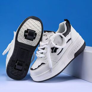 四轮儿童暴走鞋女童男童溜冰鞋双轮带轮子运动鞋可拆卸隐形滑轮鞋