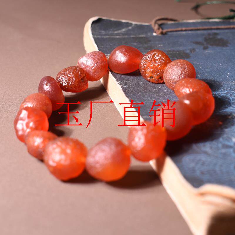 精品收藏级南红阿拉善复古包浆玛瑙原石随型珠手串男女同款手饰品