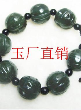 高品质和田玉核桃手链黑青玉做工精致单圈手串男款饰品送礼送亲友