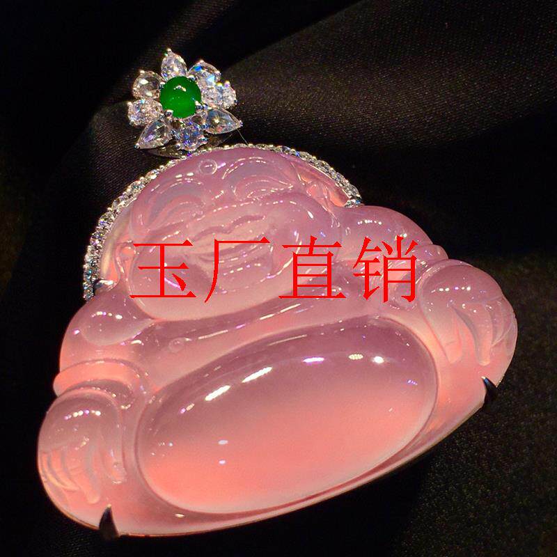 缅甸翡翠色冰种紫罗兰大肚佛公