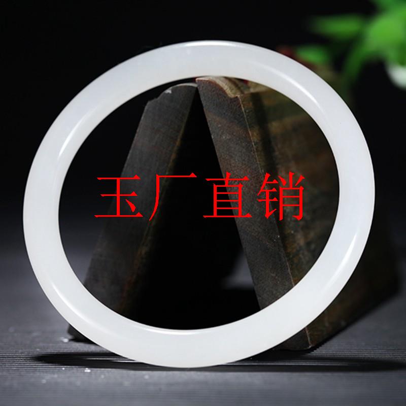 精选新疆和田玉手镯羊脂级白玉细款圆条手镯复古玉镯子旺夫女款镯