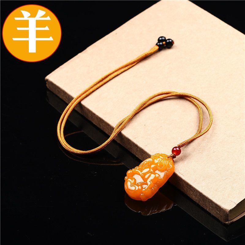 十二生肖帝王黄龙玉招财项链吊坠本命年属鼠牛虎兔龙蛇马羊护身符