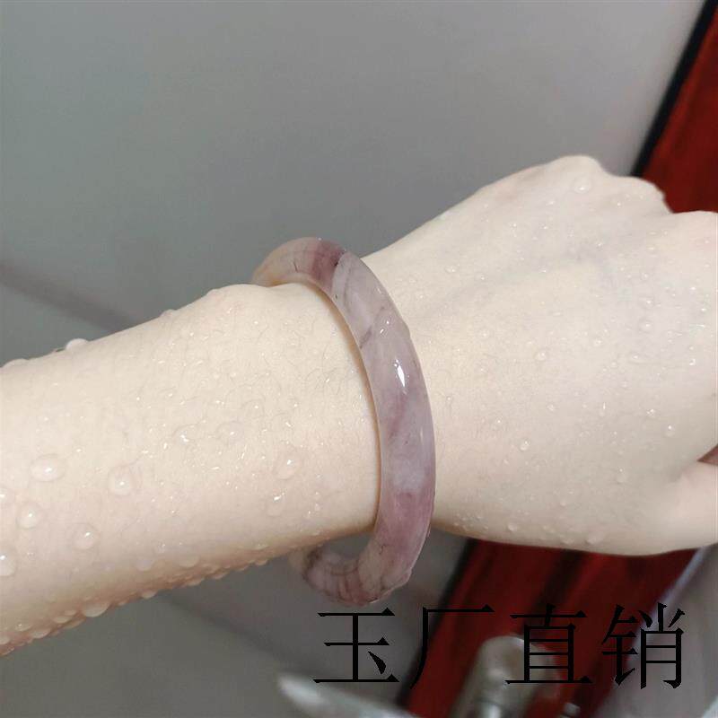 新疆金丝玉和田玉圆细条手镯女款叮当镯百搭款高端晴水少女玉镯子